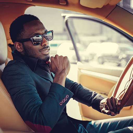 Man sitting in bentley